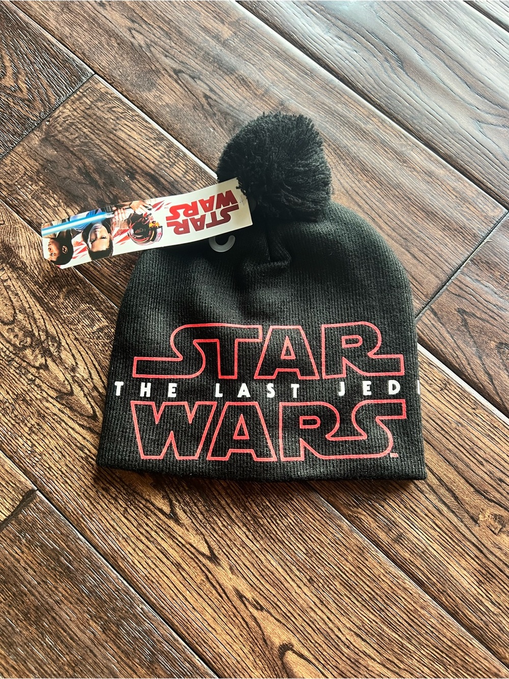 Star Wars Black Knit Beanie with Red Logo and Pom